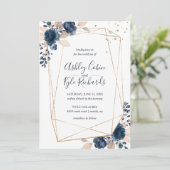 Geometrisch lijst en bloemen in de marine, goud, b kaart (Staand voorkant)