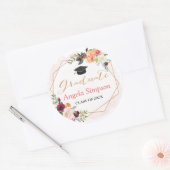 Geometrisch Lijst Floral Afstuderen Hartelijk dank Ronde Sticker (Envelop)