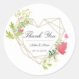 Geometrisch Lijst Floral Wedding Favor Dank je Ronde Sticker
