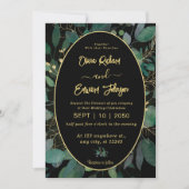 Geometrisch Lijst groen en goudblaadjes Zwart Kaart (Voorkant)