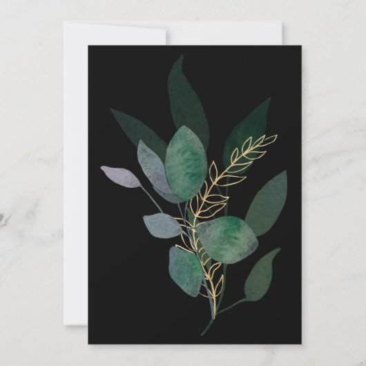 Geometrisch Lijst groen en goudblaadjes Zwart Kaart (Achterkant)