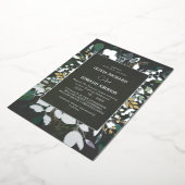 Geometrisch lijst groen en gouden bladeren zilver folie uitnodiging (Gedraaid)