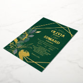 Geometrisch lijst groen verlof en gouden Folie bru Folie Uitnodiging (Gedraaid)