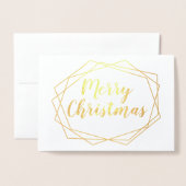 Geometrisch Lijst Kerstmis Real Gold Foto Folie Kaarten (Voorkant met envelop)