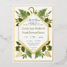 Geometrisch Lijst Lucky in Love & Gold Wedding Folie Uitnodiging