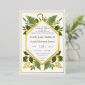 Geometrisch Lijst Lucky in Love & Gold Wedding Folie Uitnodiging (Staand Voorkant)