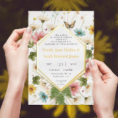 Geometrisch Lijst Lucky In Love Gold Wedding Folie Uitnodiging