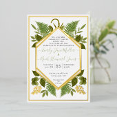 Geometrisch Lijst Lucky in Love & Gold Wedding Folie Uitnodiging (Staand Voorkant)