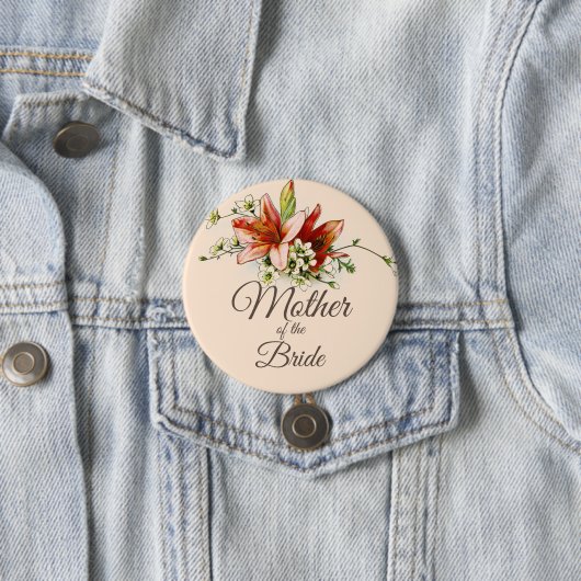 Geometrisch Lijst met tropische lilies Ronde Button 7,6 Cm (In situ)