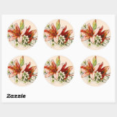 Geometrisch Lijst met tropische lilies Ronde Sticker (Vel)