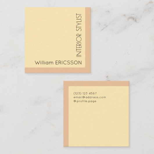 Geometrisch lijst pastelperzik vierkante visitekaartje (Voorkant / Achterkant)