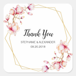 Geometrisch Lijst Roze Magnolia Vierkante Sticker