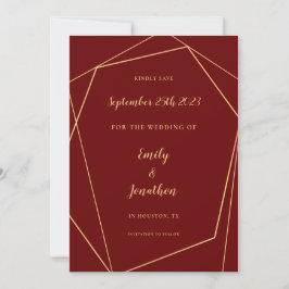 Geometrisch Lijst Script Bourgondië Gold Wedding S Save The Date