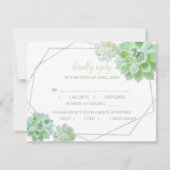 Geometrisch Lijst Succulent Bruiloft Maaltijd Keuz RSVP Kaartje (Voorkant)