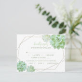 Geometrisch Lijst Succulent Bruiloft Maaltijd Keuz RSVP Kaartje (Staand voorkant)