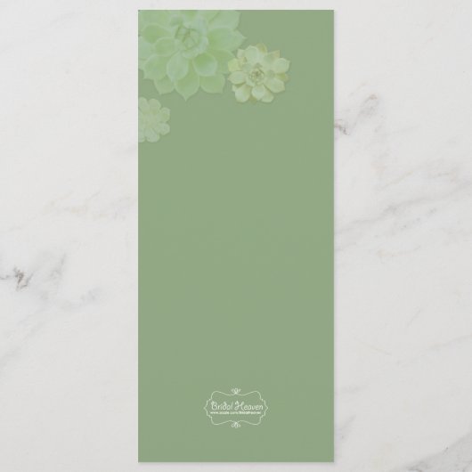 Geometrisch Lijst Succulenten Bruiloft Menu (Achterkant)