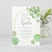 Geometrisch Lijst Succulents Charity Gala Kaart (Staand voorkant)