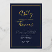 Geometrisch lijst van de zeemacht goudscriptfoto b folie uitnodiging (Voorkant)