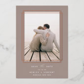 Geometrisch Lijst | Verticale foto slaat de datum Folie Uitnodiging (Voorkant)