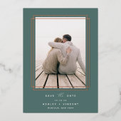 Geometrisch Lijst | Verticale foto slaat de datum Folie Uitnodiging (Voorkant)