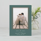 Geometrisch Lijst | Verticale foto slaat de datum Folie Uitnodiging (Staand Voorkant)