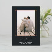 Geometrisch Lijst | Verticale foto slaat de datum  Folie Uitnodiging (Staand Voorkant)