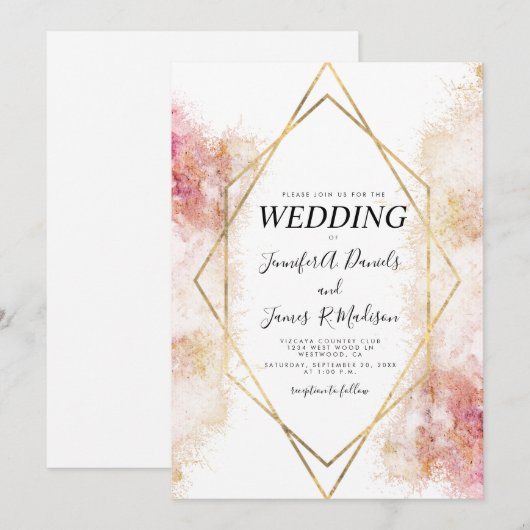 Geometrisch lijst voor koraalgoud waterverf kaart (Voorkant / Achterkant)