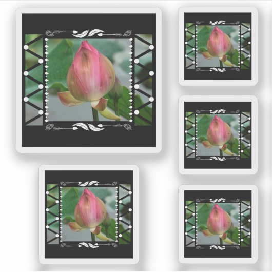 Geometrisch Lotus Flower Floral Sticker (Voorkant)
