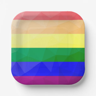 Geometrisch maaspatroon LGBT-vlag regenbooglijnen Papieren Bordje