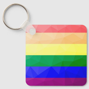 Geometrisch maaspatroon LGBT-vlag regenbooglijnen Sleutelhanger