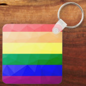 Geometrisch maaspatroon LGBT-vlag regenbooglijnen Sleutelhanger (Achterkant)