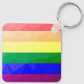 Geometrisch maaspatroon LGBT-vlag regenbooglijnen Sleutelhanger (Achterkant)