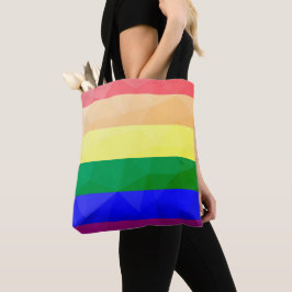 Geometrisch maaspatroon LGBT-vlag regenbooglijnen Tote Bag