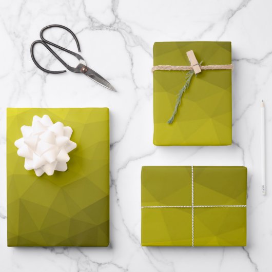 Geometrisch maaspatroon met geel donkerombre gradi inpakpapier vel (Voorkant)