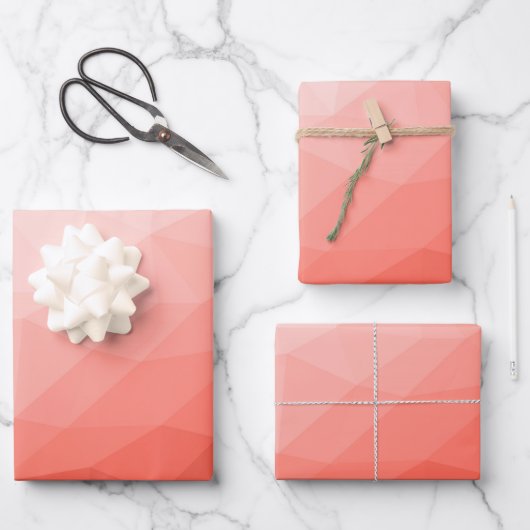 Geometrisch maasvormpatroon koraal roos inpakpapier vel (Voorkant)