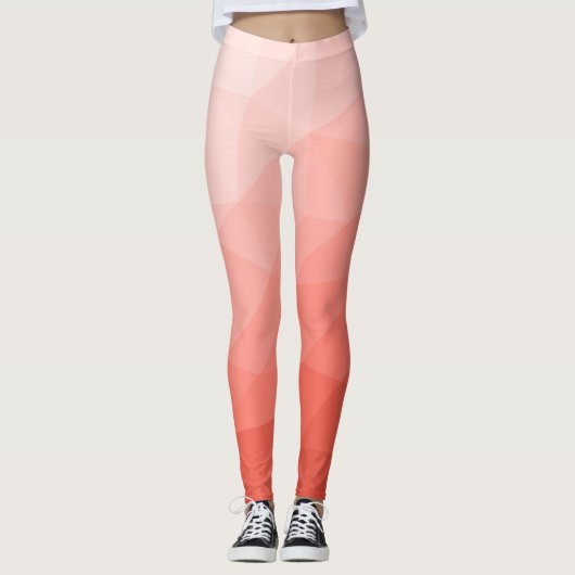 Geometrisch maasvormpatroon koraal roos leggings (Voorkant)