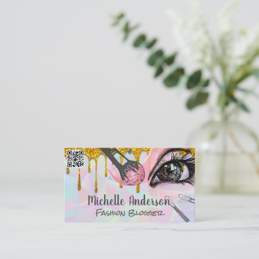 geometrisch | Make-upborstels Glitter Drip Visitekaartje (Staand voorkant)