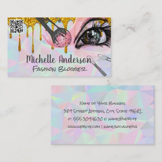 geometrisch | Make-upborstels Glitter Drip Visitekaartje (Voorkant / Achterkant)