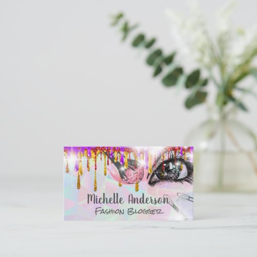 Geometrisch | Makeup-penselen Glitter Drip | Spark Visitekaartje (Staand voorkant)