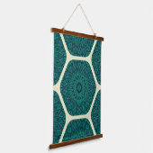 Geometrisch Mandala Hexagon patroon – Deep Green & Hangend Wandkleed (Gebogen)