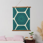 Geometrisch Mandala Hexagon patroon – Deep Green & Hangend Wandkleed (Slaapkamer)