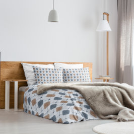 Geometrisch mannelijk patroon in blauw en beige kussensloop