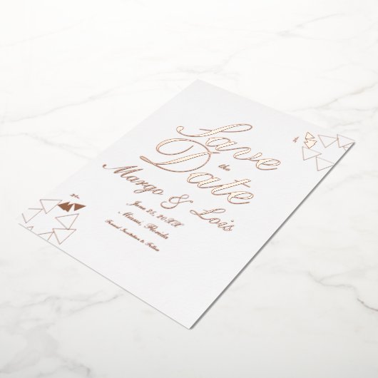 Geometrisch Manuscript sparen de Datum Gedrukte Folie Uitnodiging (Gedraaid)