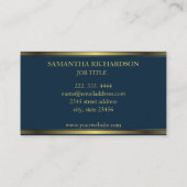 Geometrisch marineblauw en goudkleurig professione visitekaartje (Achterkant)