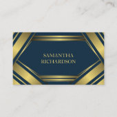 Geometrisch marineblauw en goudkleurig professione visitekaartje (Voorkant)