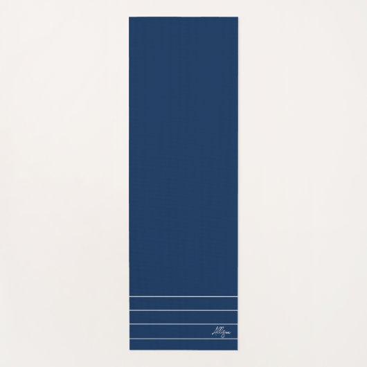 Geometrisch marineblauw en wit monogram yogamat (Voorkant)