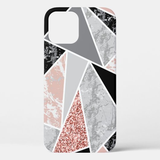 Geometrisch marmer met roze glitter: naadloos Case-Mate iPhone case (Achterkant)