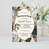 Geometrisch marmer, wijnglas, ballonnen, pensioen kaart (Staand voorkant)