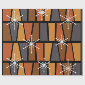 Geometrisch MCM Abstract verbrand Sinaasappel Cadeaupapier (Vlak)