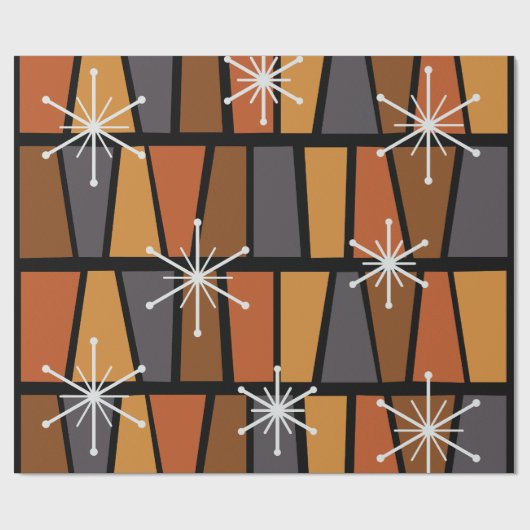 Geometrisch MCM Abstract verbrand Sinaasappel Cadeaupapier (Vlak)